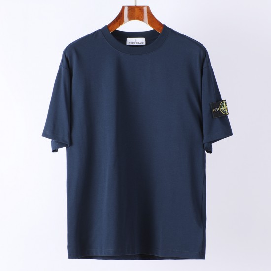 Stone Island Short Sleeved Logo T Shirt Navy