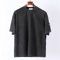 Stone Island Short Sleeved Logo Washed T Shirt Black