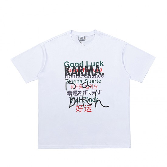 Vetements White Good Luck Karma Printed Cotton T-Shirt