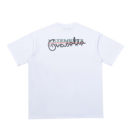 Vetements White Good Luck Karma Printed Cotton T-Shirt