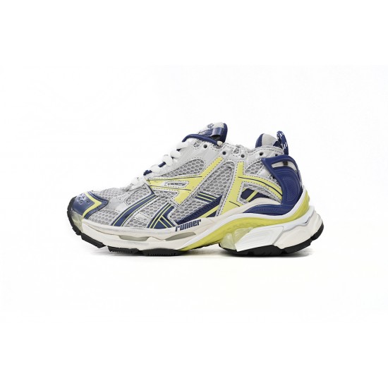 Balenciaga Runner Sneaker Metallic Silver Royal Blue Lime Green