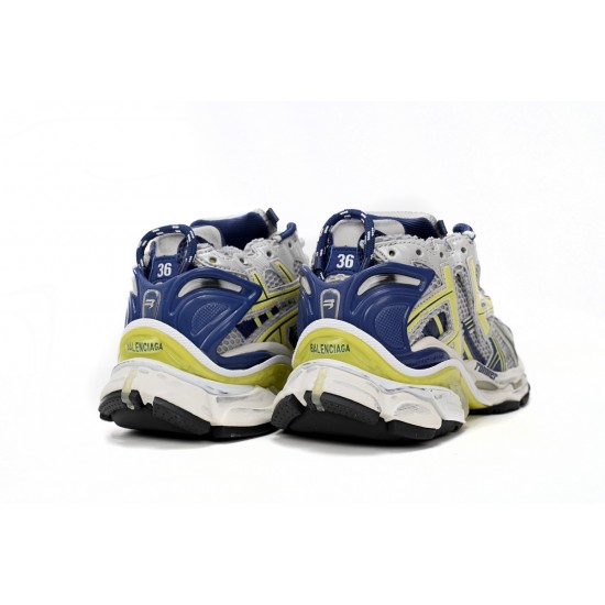 Balenciaga Runner Sneaker Metallic Silver Royal Blue Lime Green