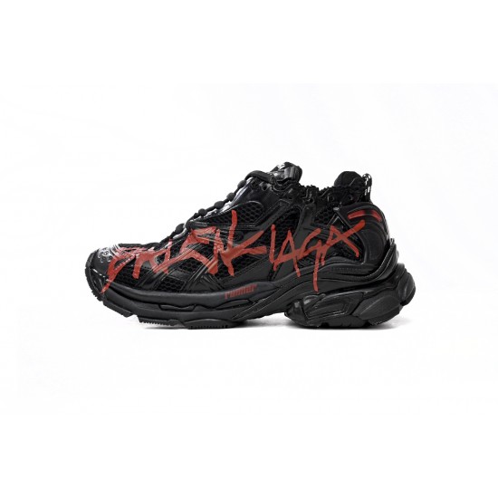 Balenciaga Runner Sneaker Graffiti Black Red