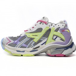 Balenciaga Runner Sneaker WMNS Leather Free Grey Light Purple Neon Yellow White