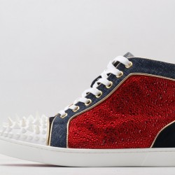 Christian Louboutin Sneakeres Spike Red White Studded