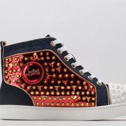 Christian Louboutin Sneakeres Spike Red White Studded