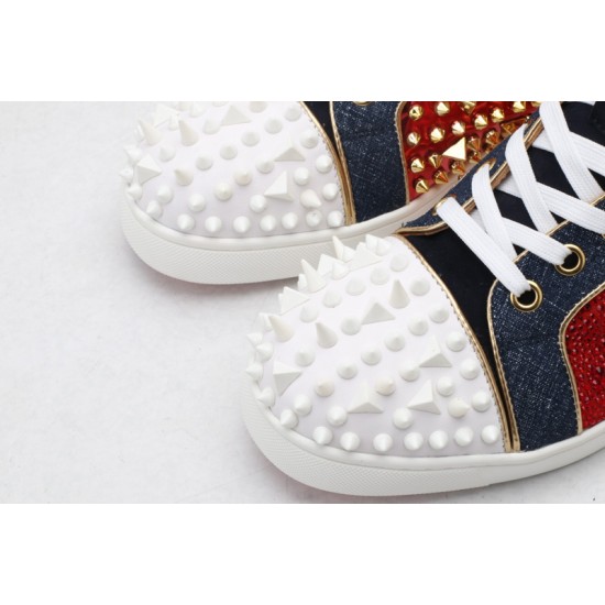 Christian Louboutin Sneakeres Spike Red White Studded