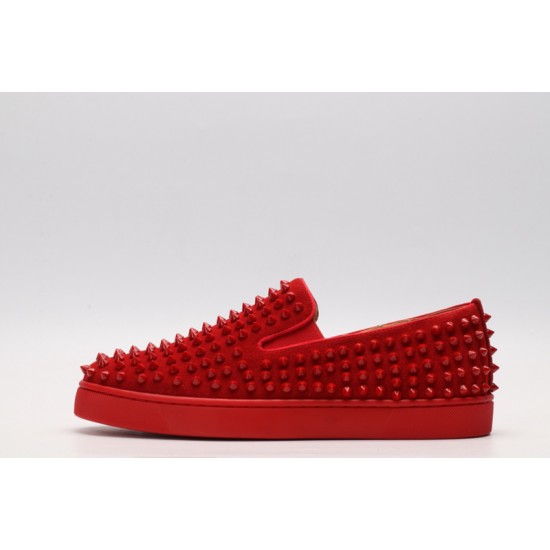 Christian Louboutin Spike Roller Boat Sneaker Red