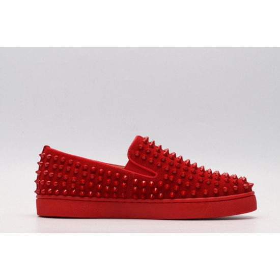 Christian Louboutin Spike Roller Boat Sneaker Red