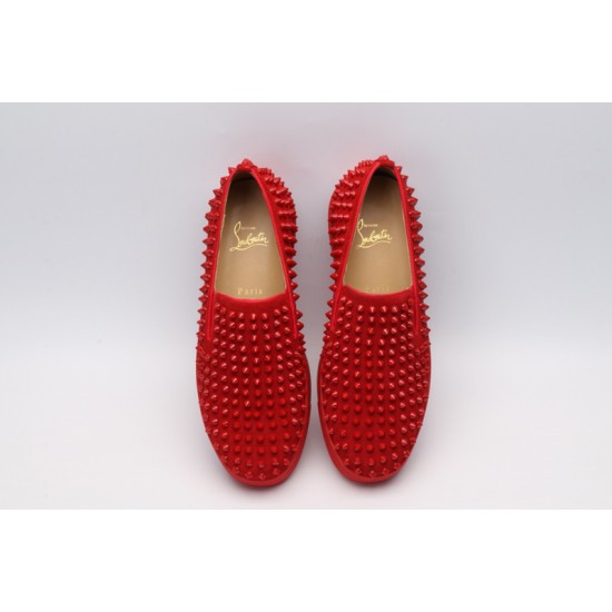 Christian Louboutin Spike Roller Boat Sneaker Red