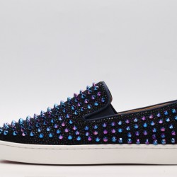 Christian Louboutin Spike Roller Boat Sneaker Black Purple Studded