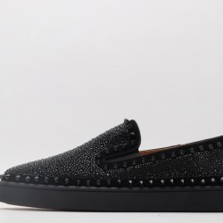 Christian Louboutin Spike Roller Boat Sneaker Black Studded