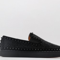 Christian Louboutin Spike Roller Boat Sneaker Black Studded