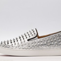 Christian Louboutin Spike Roller Boat Sneaker Silver