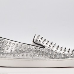 Christian Louboutin Spike Roller Boat Sneaker Silver