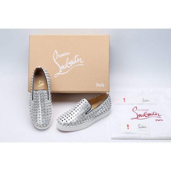 Christian Louboutin Spike Roller Boat Sneaker Silver