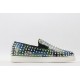 Christian Louboutin Spike Roller Boat Sneaker Green Blue Snakeskin