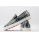 Christian Louboutin Spike Roller Boat Sneaker Green Blue Snakeskin