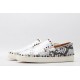 Christian Louboutin Spike Roller Boat Sneaker White Black Snakeskin