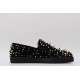 Christian Louboutin Spike Roller Boat Sneaker Black Silver Gold