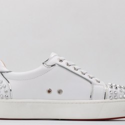 Christian Louboutin Spike Roller Boat Sneaker White Silver