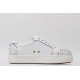 Christian Louboutin Spike Roller Boat Sneaker White Silver