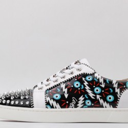 Christian Louboutin Spike Roller Boat Sneaker White Black UNC