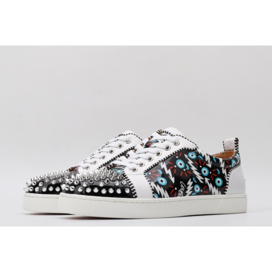 Christian Louboutin Spike Roller Boat Sneaker White Black UNC