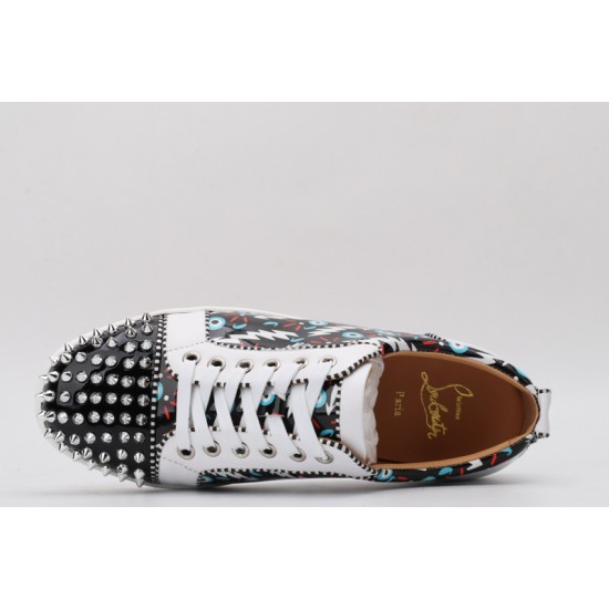 Christian Louboutin Spike Roller Boat Sneaker White Black UNC