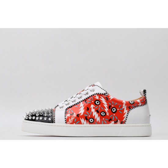 Christian Louboutin Spike Roller Boat Sneaker Red Multicolor