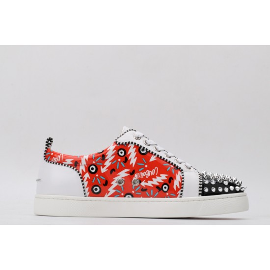 Christian Louboutin Spike Roller Boat Sneaker Red Multicolor