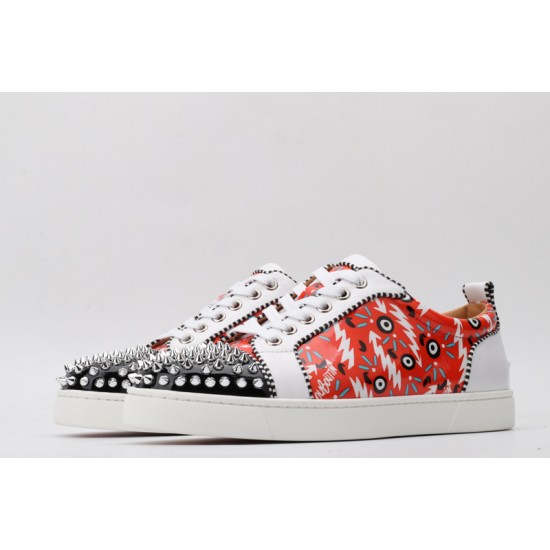 Christian Louboutin Spike Roller Boat Sneaker Red Multicolor