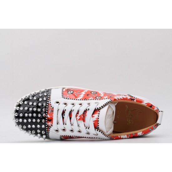 Christian Louboutin Spike Roller Boat Sneaker Black Snake White 