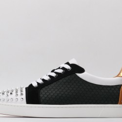 Christian Louboutin Spike Roller Boat Sneaker Black Snake White 