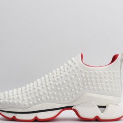 Christian Louboutin Spike Sock White Red