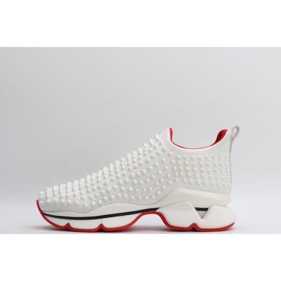 Christian Louboutin Spike Sock White Red