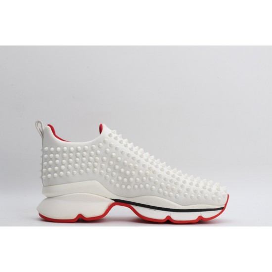 Christian Louboutin Spike Sock White Red