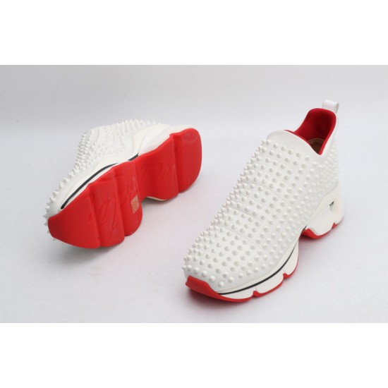 Christian Louboutin Spike Sock White Red