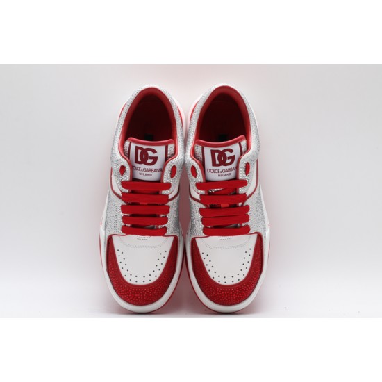 Dolce & Gabbana Portofino Sneakers White Silver Red