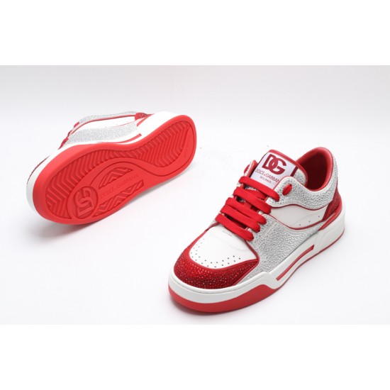 Dolce & Gabbana Portofino Sneakers White Silver Red