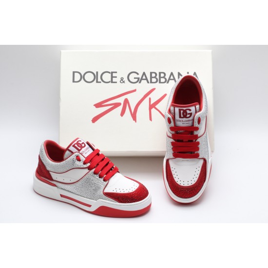 Dolce & Gabbana Portofino Sneakers White Silver Red