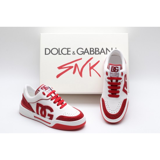 Dolce & Gabbana Sneakers White Red Studded