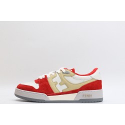 Fendi Match Low Top Suede Red Beige White