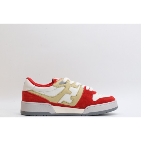 Fendi Match Low Top Suede Red Beige White