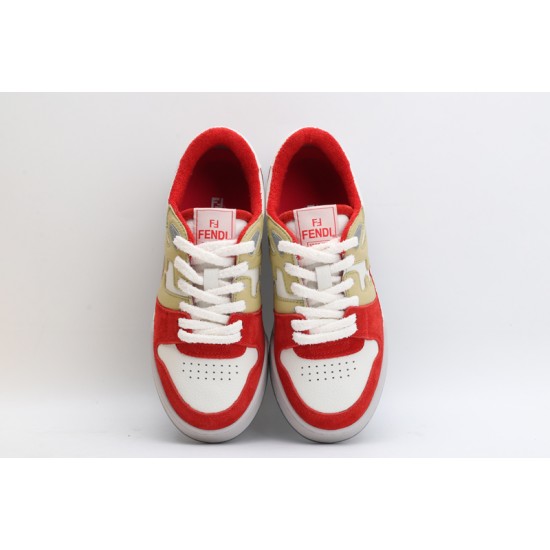 Fendi Match Low Top Suede Red Beige White