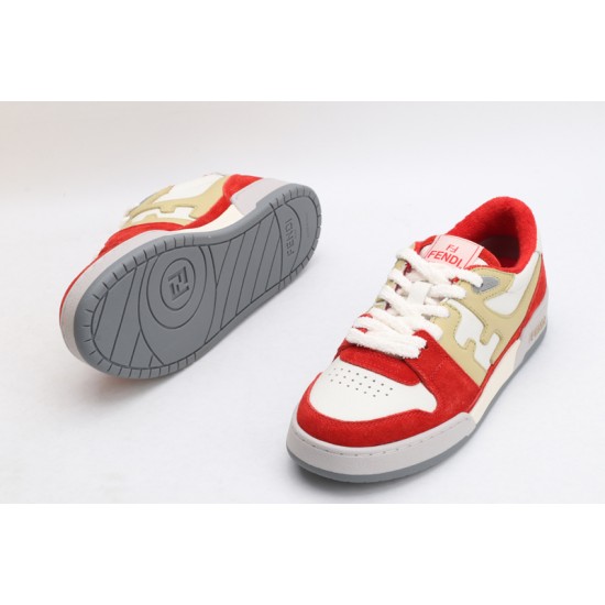 Fendi Match Low Top Suede Red Beige White