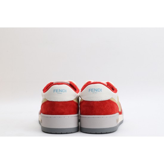 Fendi Match Low Top Suede Red Beige White