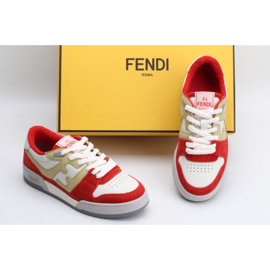 Fendi Match Low Top Suede Red Beige White