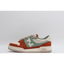 Fendi Match Low Top Suede Beige Mint Orange