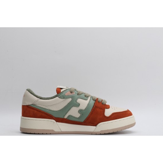 Fendi Match Low Top Suede Beige Mint Orange